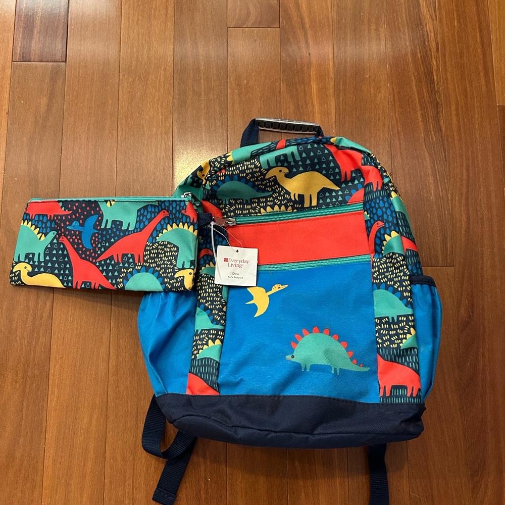 Everyday Living Red and Blue Dinosaur Print Bag Set
